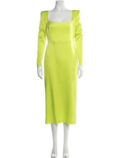 Pre-owned Alex Perry Square Neckline Midi Length Dress In Green