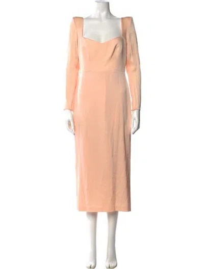Pre-owned Alex Perry Square Neckline Midi Length Dress In Orange