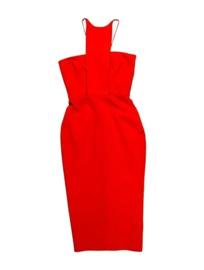 Pre-owned Alex Perry Square Neckline Midi Length Dress In Orange