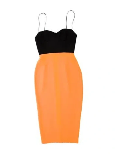 Pre-owned Alex Perry Square Neckline Midi Length Dress In Orange