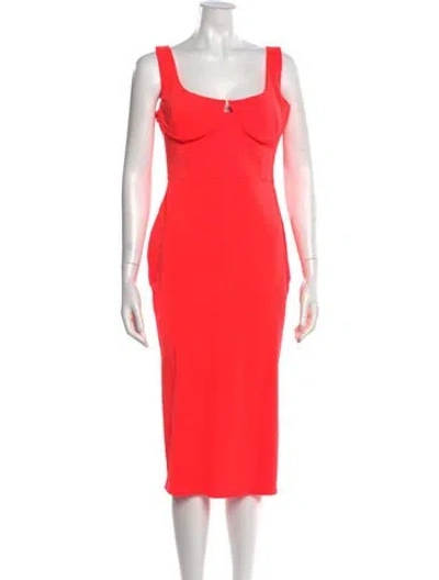 Pre-owned Alex Perry Square Neckline Midi Length Dress In Orange