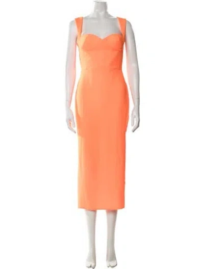 Pre-owned Alex Perry Square Neckline Midi Length Dress In Orange