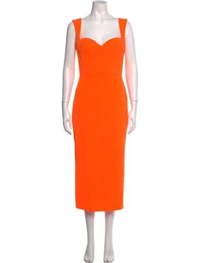 Pre-owned Alex Perry Square Neckline Midi Length Dress In Orange