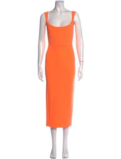 Pre-owned Alex Perry Square Neckline Midi Length Dress In Orange
