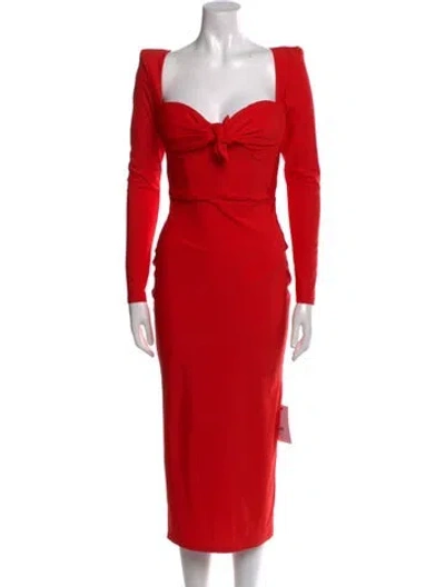 Pre-owned Alex Perry Square Neckline Midi Length Dress In Red