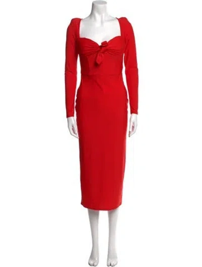 Pre-owned Alex Perry Square Neckline Midi Length Dress In Red