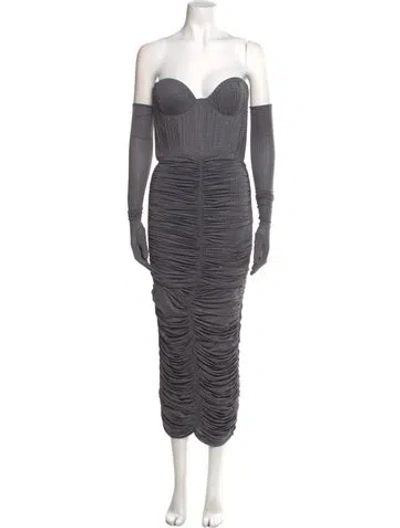 Pre-owned Alex Perry Square Neckline Midi Length Dress W/ Tags In Gray