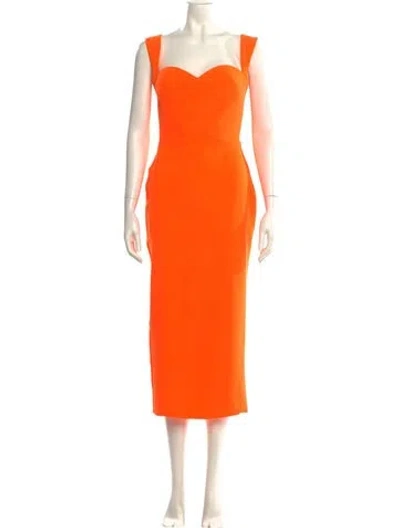 Pre-owned Alex Perry Square Neckline Midi Length Dress W/ Tags In Orange