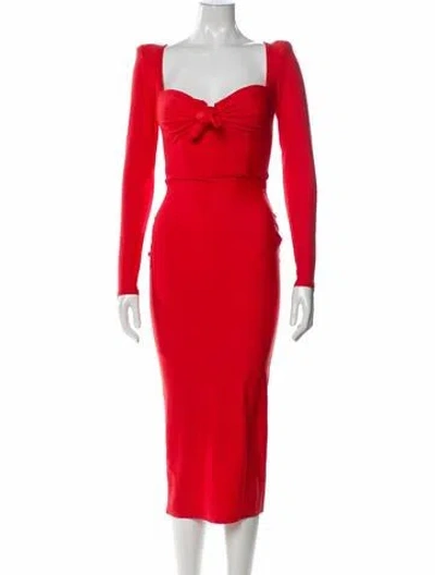 Pre-owned Alex Perry Square Neckline Midi Length Dress W/ Tags In Orange