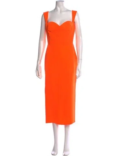Pre-owned Alex Perry Square Neckline Midi Length Dress W/ Tags In Orange