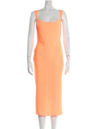 Pre-owned Alex Perry Square Neckline Midi Length Dress W/ Tags In Orange