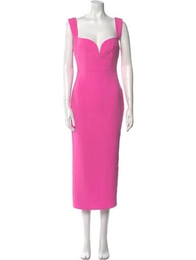 Pre-owned Alex Perry Square Neckline Midi Length Dress W/ Tags In Pink