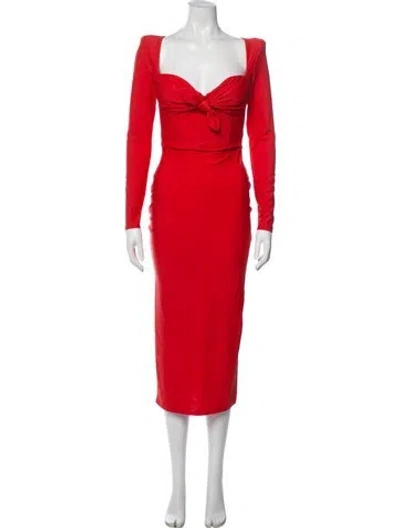 Pre-owned Alex Perry Square Neckline Midi Length Dress W/ Tags In Red