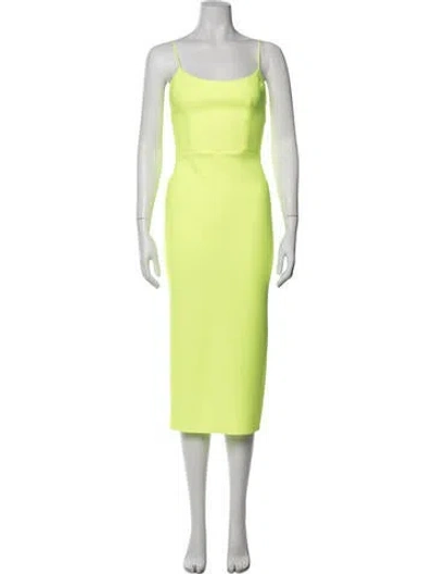 Pre-owned Alex Perry Square Neckline Midi Length Dress In Yellow