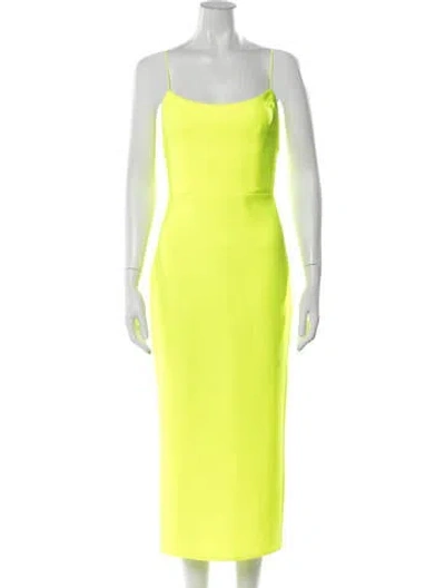 Pre-owned Alex Perry Square Neckline Midi Length Dress In Yellow