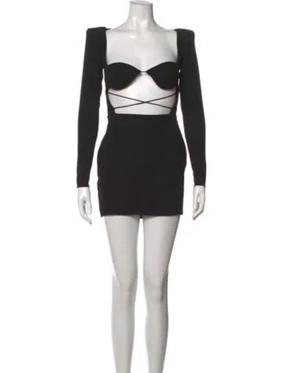 Pre-owned Alex Perry Square Neckline Mini Dress In Black