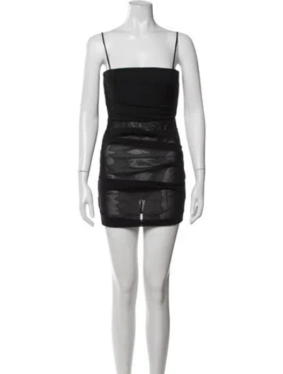 Pre-owned Alex Perry Square Neckline Mini Dress In Black