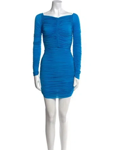 Pre-owned Alex Perry Square Neckline Mini Dress In Blue