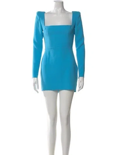 Pre-owned Alex Perry Square Neckline Mini Dress In Blue