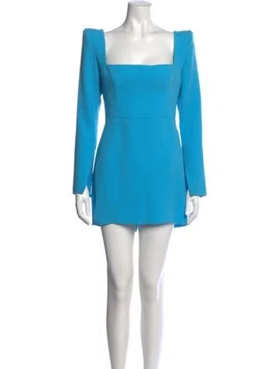 Pre-owned Alex Perry Square Neckline Mini Dress In Blue