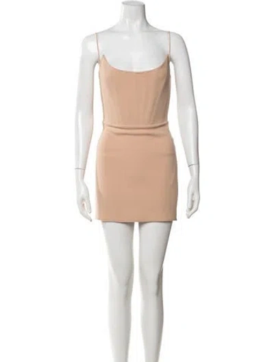 Pre-owned Alex Perry Square Neckline Mini Dress In Neutral