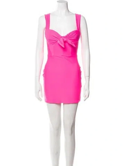 Pre-owned Alex Perry Square Neckline Mini Dress In Pink