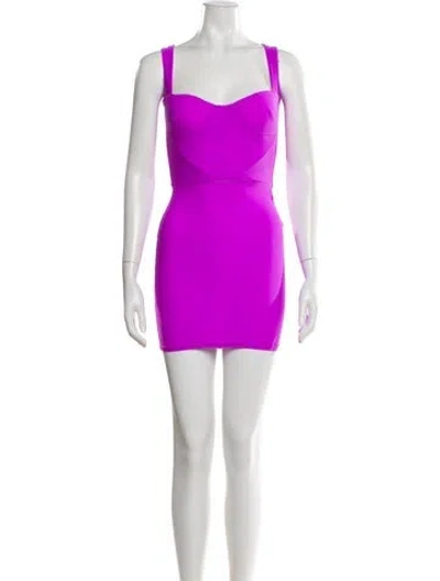 Pre-owned Alex Perry Square Neckline Mini Dress In Purple
