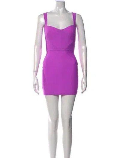 Pre-owned Alex Perry Square Neckline Mini Dress In Purple