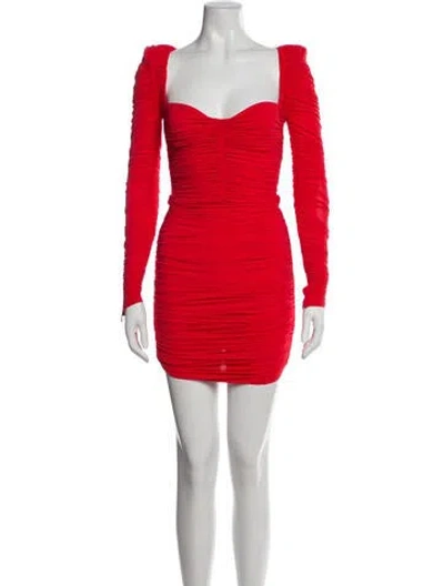 Pre-owned Alex Perry Square Neckline Mini Dress In Red