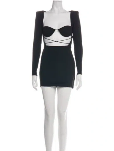 Pre-owned Alex Perry Square Neckline Mini Dress W/ Tags In Black