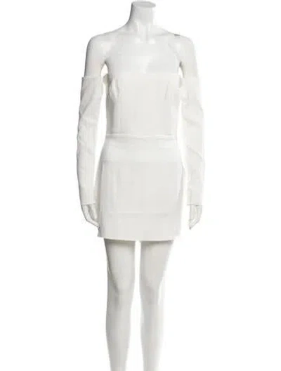 Pre-owned Alex Perry Square Neckline Mini Dress In White