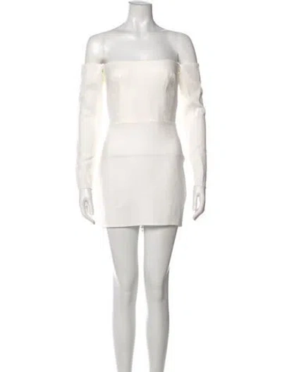 Pre-owned Alex Perry Square Neckline Mini Dress In White