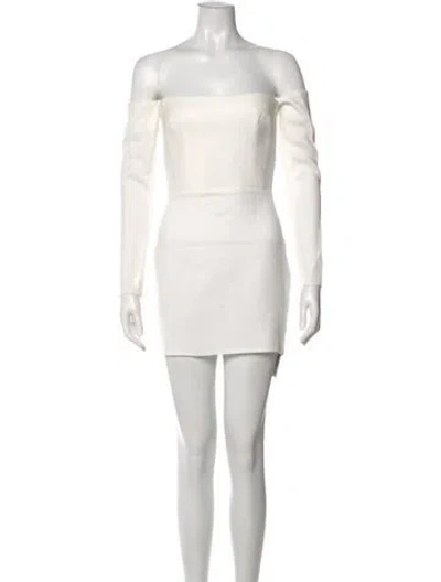Pre-owned Alex Perry Square Neckline Mini Dress In White