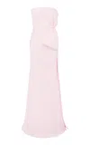 Alex Perry Strapless Bow-detailed Satin-crepe Gown In Light Pink