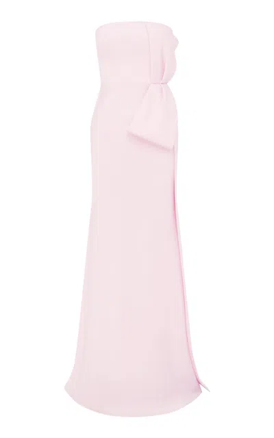 Alex Perry Strapless Bow-detailed Satin-crepe Gown In Light Pink