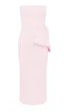 Alex Perry Strapless Bow-detailed Satin-crepe Midi Dress In Light Pink