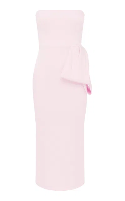 Alex Perry Strapless Bow-detailed Satin-crepe Midi Dress In Light Pink