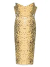 Alex Perry Strapless Cheetah-print Maxi Dress In Yellow
