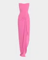 Alex Perry Strapless Corset Asymmetrical Maxi Dress In Candy