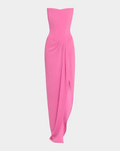 ALEX PERRY STRAPLESS CORSET ASYMMETRIC CREPE GOWN