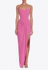 Alex Perry Strapless Corset Asymmetrical Maxi Dress In Pink