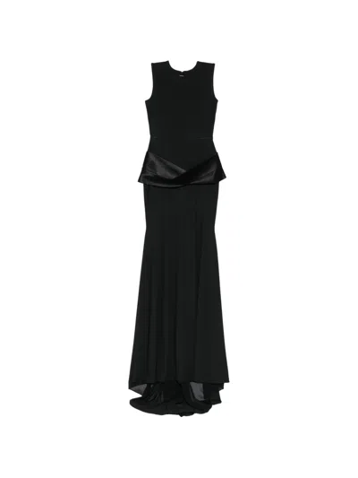 Alex Perry Strapless Corseted Draped Dress In Black