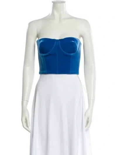 Pre-owned Alex Perry Strapless Crop Top In Blue