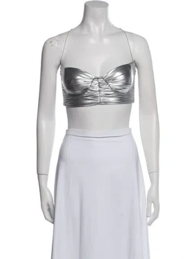 Pre-owned Alex Perry Strapless Crop Top In Silver