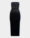 Alex Perry Strapless Crystal Velvet Midi Dress In Midnight