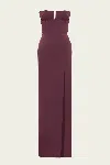 Alex Perry Strapless Cup Column Satin Crepe In Plum In Burgundy