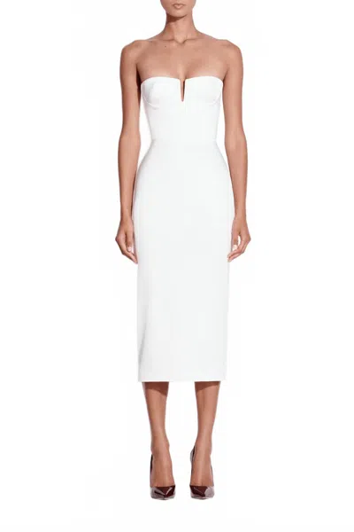 Alex Perry Strapless Cup Dress Satin Crepe Midi Dress In White