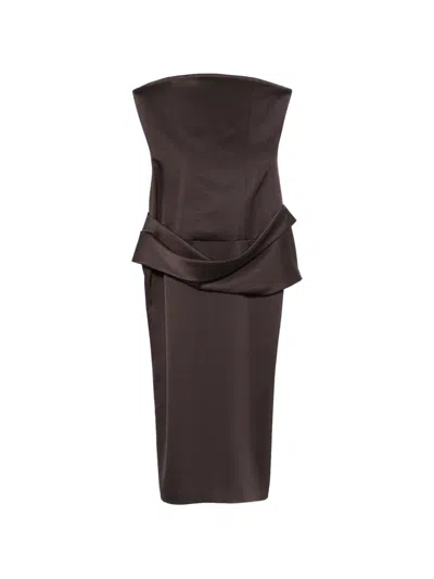 Alex Perry Strapless Draped Dress In Brown