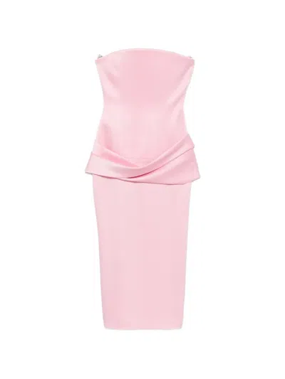 Alex Perry Strapless Draped Dress In Pink