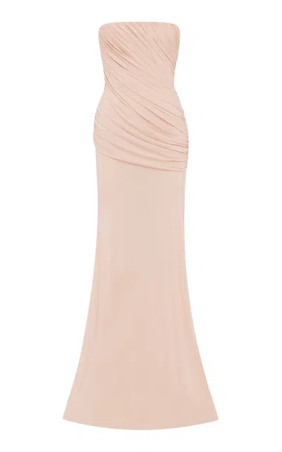 Alex Perry Strapless Draped Jersey Gown In Pink